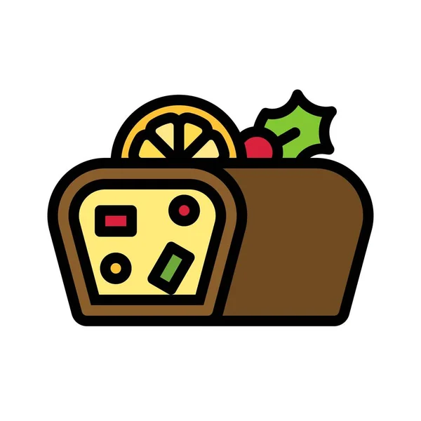 Fruchtkuchen Symbol Weihnachtsessen Und Getränke Vektorillustration — Stockvektor
