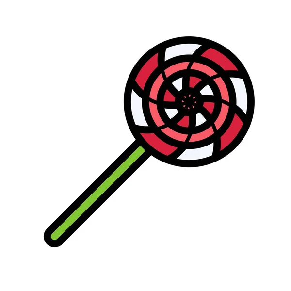 Lollipop Icoon Kerst Eten Drinken Vector Illustratie — Stockvector