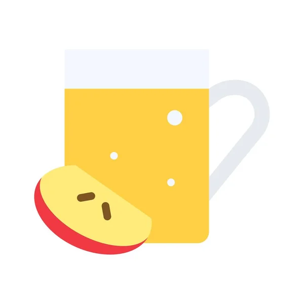 Icono Sidra Manzana Comida Navidad Ilustración Vectores Bebidas — Vector de stock