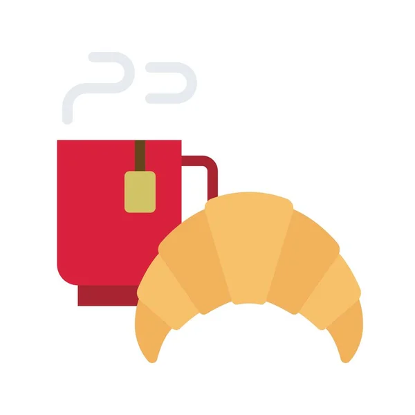 Croissant Koffie Pictogram Kerst Eten Drinken Vector Illustratie — Stockvector