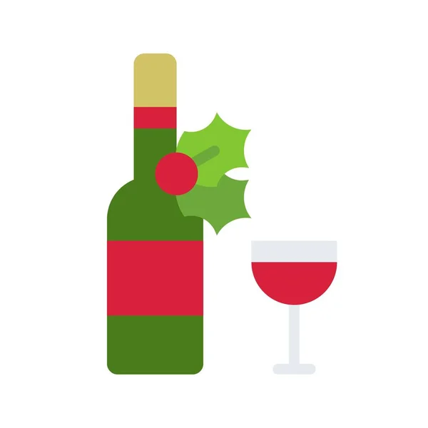 Ícone Vinho Natal Ilustração Vetorial Comida Bebida Natal — Vetor de Stock