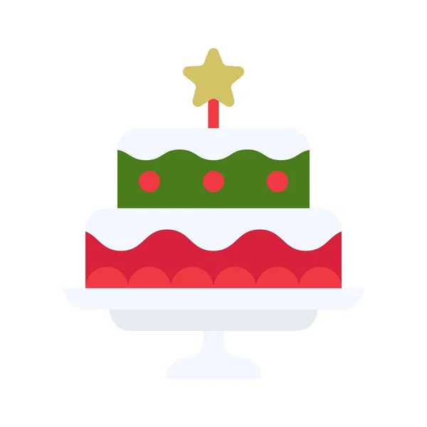 Boże Narodzenie Ciasto Ikona Jedzenie Picie Wektor Ilustracja — Wektor stockowy