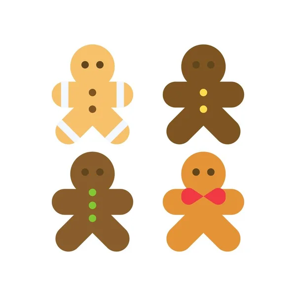 Gingerbread Man Cookies Icon Christmas Food Drink Vector Illustration — Stock Vector