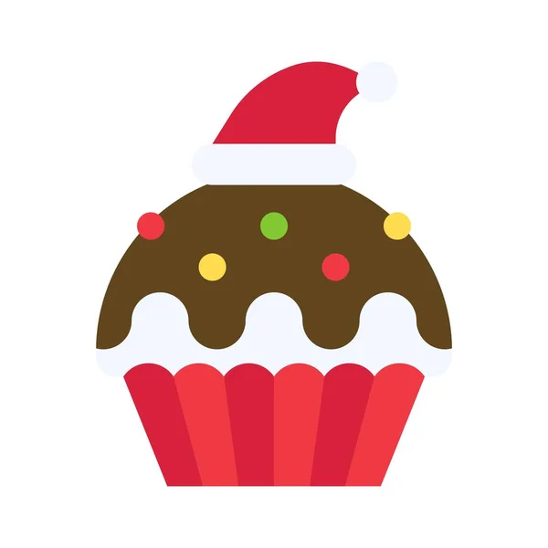 Icône Cupcake Noël Illustration Vectorielle Nourriture Boisson Noël — Image vectorielle