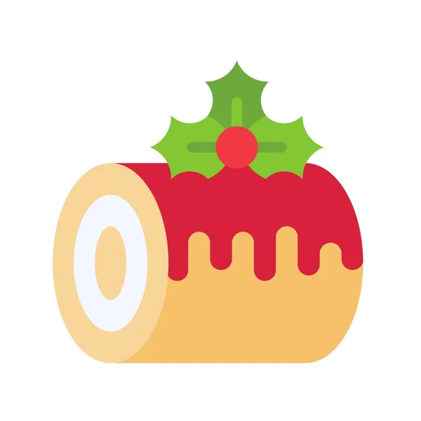 Icono Rollo Suizo Comida Navidad Bebida Vector Ilustración — Vector de stock