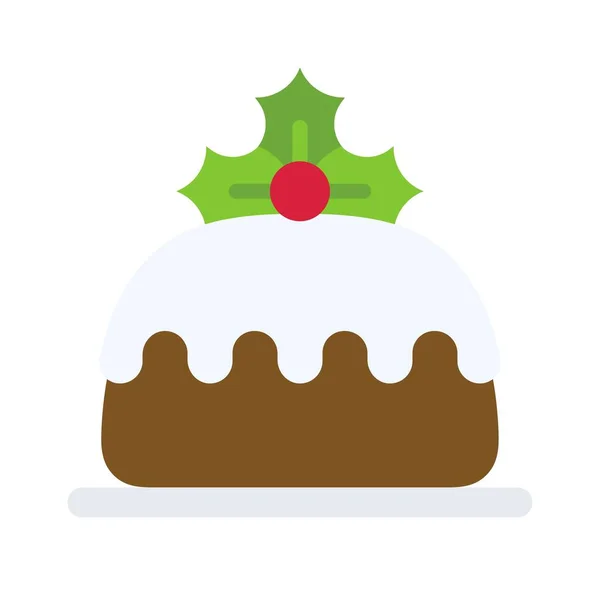 Торт Значок Різдвяна Їжа Напої Векторні Ілюстрації — стоковий вектор
