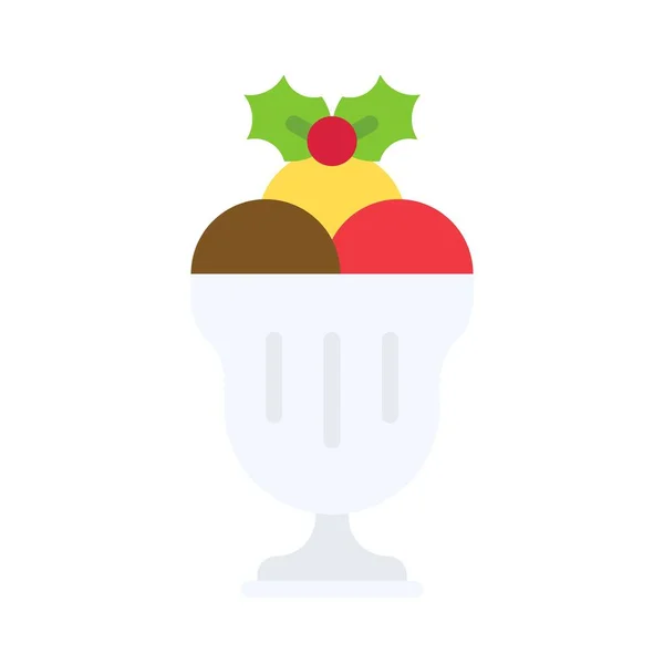 Icône Crème Glacée Illustration Vectorielle Des Aliments Boissons Noël — Image vectorielle