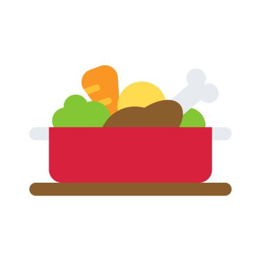 Güveç tenceresi ikonu, Noel yemeği ve içecek vektör illüstrasyonu