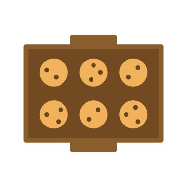 Kurabiyeler yemek tepsisi simgesi, Noel yemeği ve içecek vektör illüstrasyonunda