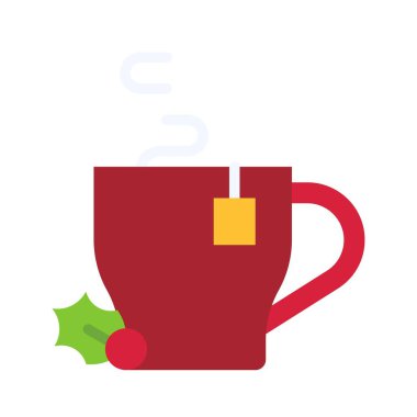 Noel çayı ikonu, Noel yemeği ve vektör illüstrasyonu