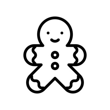 Zencefilli çörek adam ikonu, Noel yemeği ve içecek vektör illüstrasyonu