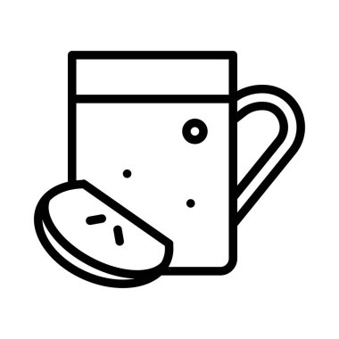 Elma şarabı ikonu, Noel yemeği ve içecek vektör illüstrasyonu