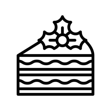 Noel pastası ikonu, Noel yemeği ve vektör illüstrasyonu