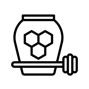 Bal kavanozu simgesi, Noel yemeği ve içecek vektör illüstrasyonu