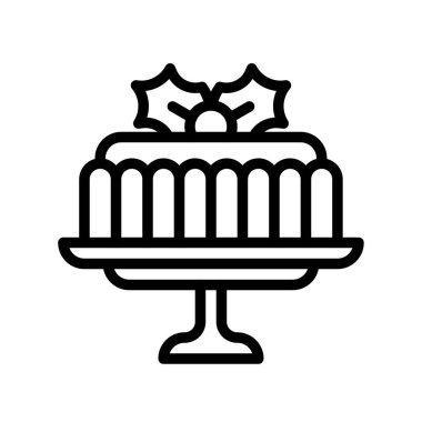 Jöleli puding ikonu, Noel yemeği ve vektör illüstrasyonu