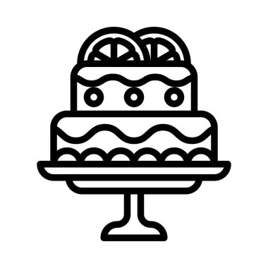 Çikolatalı turuncu pasta ikonu, Noel yemeği ve vektör çizimi