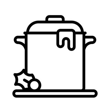 Güveç tenceresi ikonu, Noel yemeği ve içecek vektör illüstrasyonu