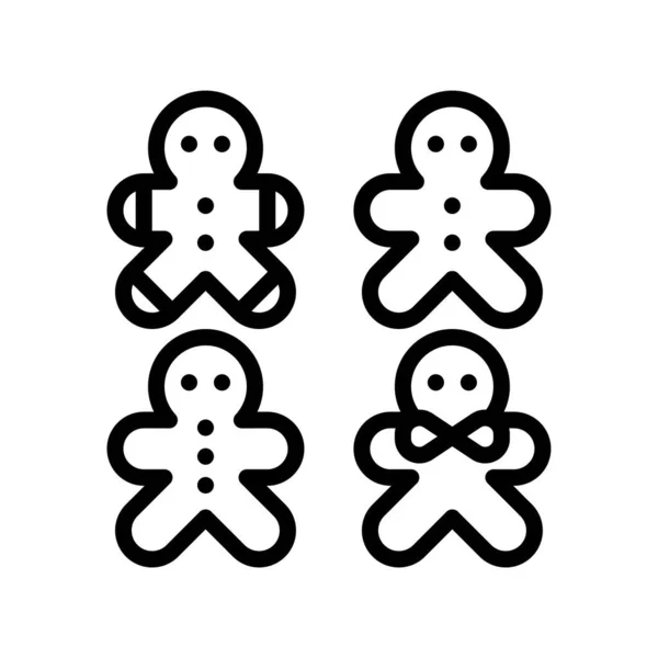 Gingerbread Man Cookies Icon Christmas Food Drink Vector Illustration — Stock Vector