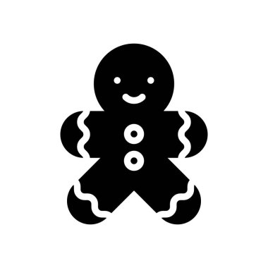 Zencefilli çörek adam ikonu, Noel yemeği ve içecek vektör illüstrasyonu