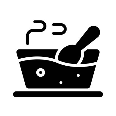 Çorba ikonu, Noel yemeği ve vektör illüstrasyonu