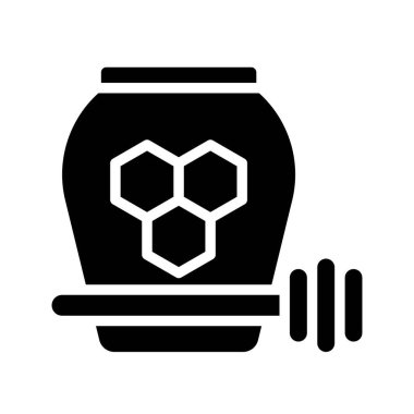 Bal kavanozu simgesi, Noel yemeği ve içecek vektör illüstrasyonu