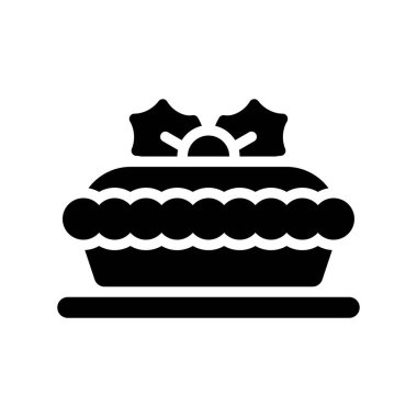 Kıymalı turta ikonu, Noel yemeği ve vektör illüstrasyonu