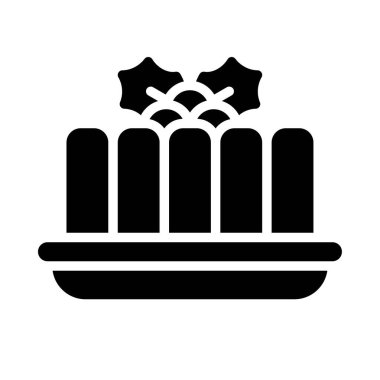 Kara puding ikonu, Noel yemeği ve vektör illüstrasyonu