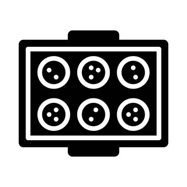 Kurabiyeler yemek tepsisi simgesi, Noel yemeği ve içecek vektör illüstrasyonunda