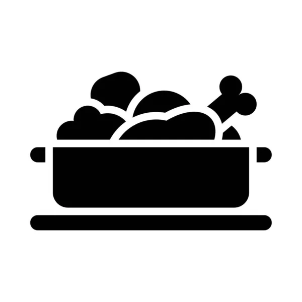 Stoofpot Pictogram Kerst Eten Drinken Vector Illustratie — Stockvector