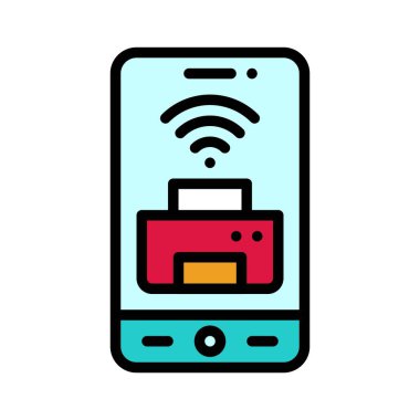 Çevrimiçi yazıcı simgesi, mobil uygulama vektör illüstrasyonu