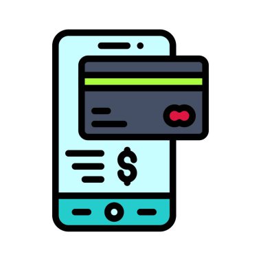 Mobil Ödeme Uygulaması simgesi, mobil uygulama vektör illüstrasyonu