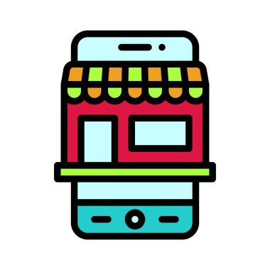 Mobil Alışveriş Uygulaması simgesi, mobil uygulama vektör illüstrasyonuName