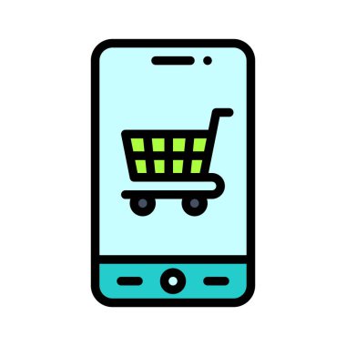 Alışveriş arabası simgesi, mobil uygulama vektör illüstrasyonu