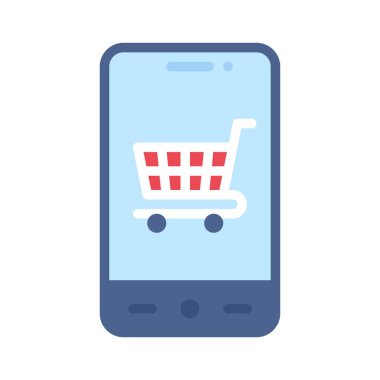 Alışveriş arabası simgesi, mobil uygulama vektör illüstrasyonu