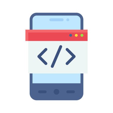 Kodlama Uygulaması simgesi, mobil uygulama vektör çizimi