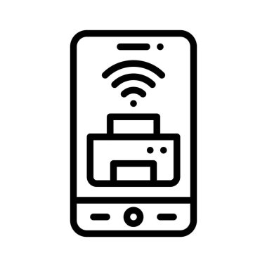 Çevrimiçi yazıcı simgesi, mobil uygulama vektör illüstrasyonu