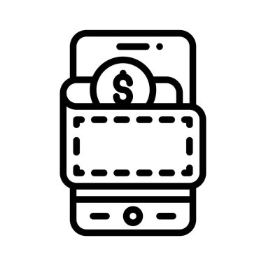 Cüzdan Uygulaması simgesi, mobil uygulama vektör illüstrasyonu