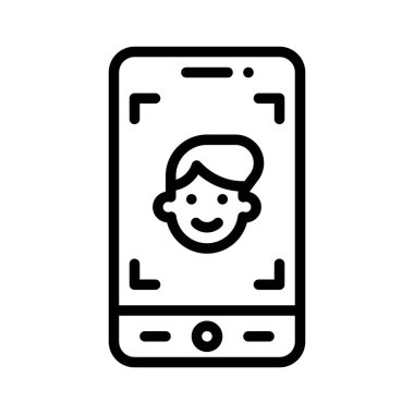 Yüz Tanıma Uygulaması simgesi, mobil uygulama vektör illüstrasyonu