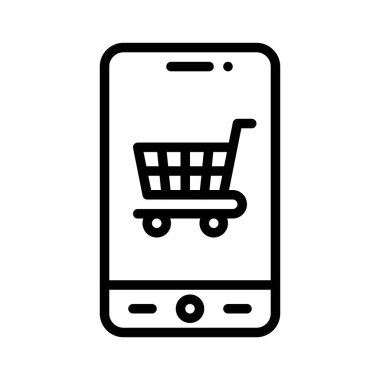 Alışveriş arabası simgesi, mobil uygulama vektör illüstrasyonu