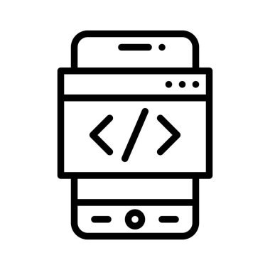 Kodlama Uygulaması simgesi, mobil uygulama vektör çizimi