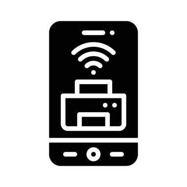 Çevrimiçi yazıcı simgesi, mobil uygulama vektör illüstrasyonu