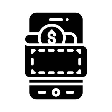 Cüzdan Uygulaması simgesi, mobil uygulama vektör illüstrasyonu