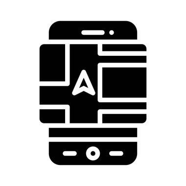 Harita veya GPS APP simgesi, mobil uygulama vektör illüstrasyonu