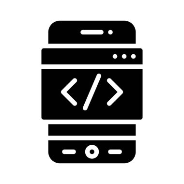 Kodlama Uygulaması simgesi, mobil uygulama vektör çizimi