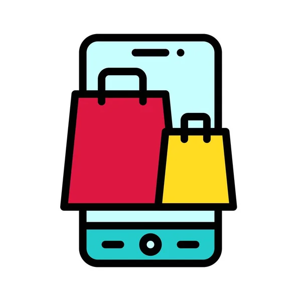 Shopping App Ikon Mobil Applikation Relaterade Vektor Illustration — Stock vektor