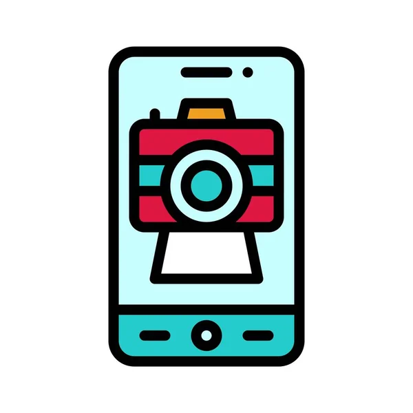 Icône Application Caméra Illustration Vectorielle Liée Application Mobile — Image vectorielle