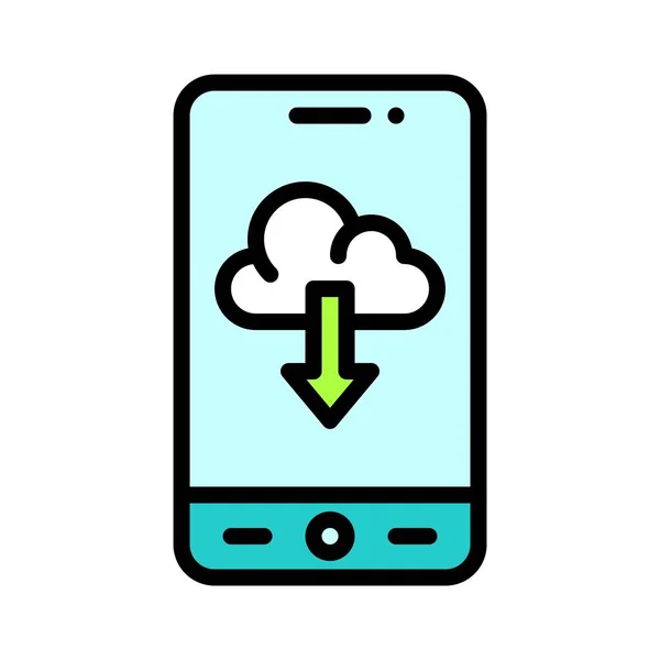 Cloud Storage App Symbol Mobile Anwendung Bezogene Vektorillustration — Stockvektor