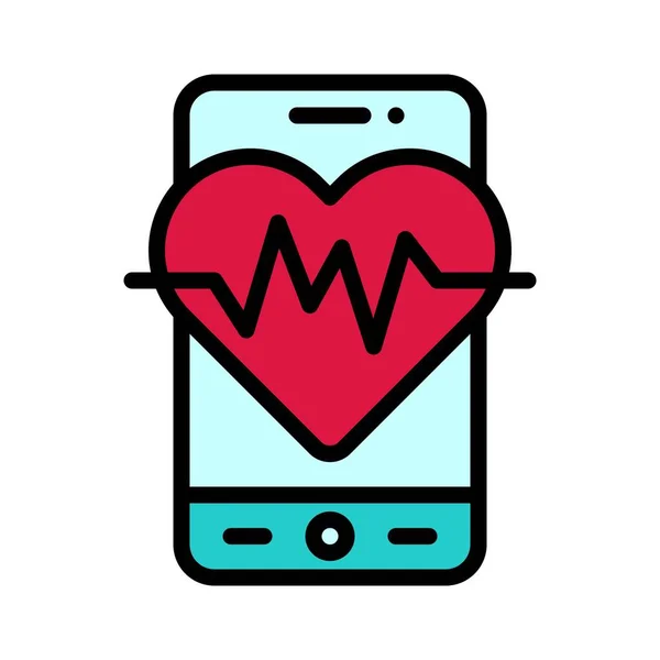 Heart Rate Monitor App Ikon Mobil Applikationsrelaterad Vektor Illustration — Stock vektor