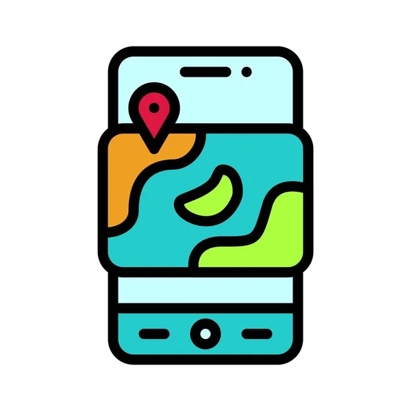 地図やGpsアプリのアイコン モバイルアプリケーション関連のベクトルイラスト — ストックベクタ
