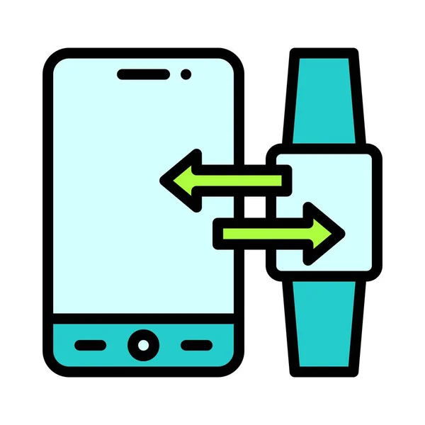 Smartwatch Sync Icon Mobile Application Related Vector Illustration — Stock Vector